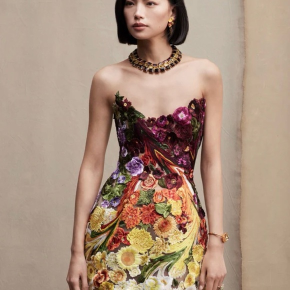 Oscar de la Renta Dresses & Skirts - Oscar de la Renta Multicolor Strapless Dress